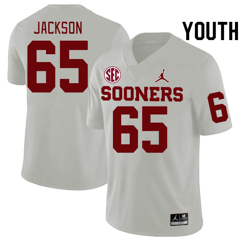 Youth #65 Jayden Jackson Oklahoma Sooners 2024 SEC Conference College Football Jerseys-White